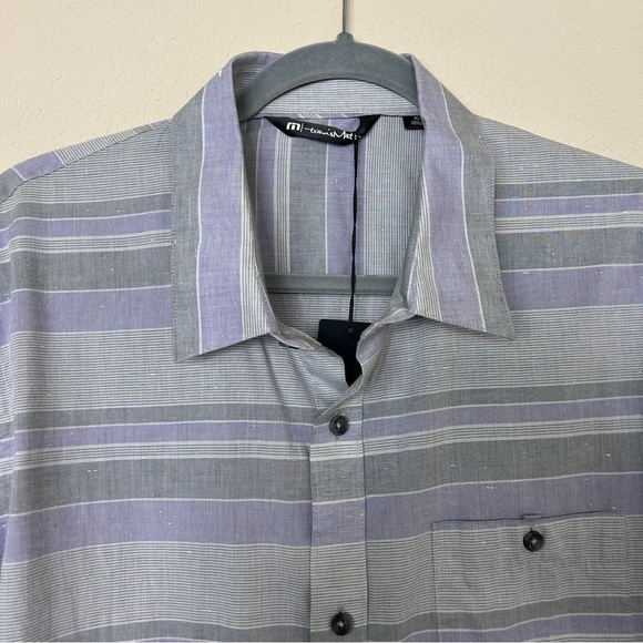 New with defect  - Travis Mathew FIST BUMP Size XL Button Down Gray Striped - Picture 3 of 8
